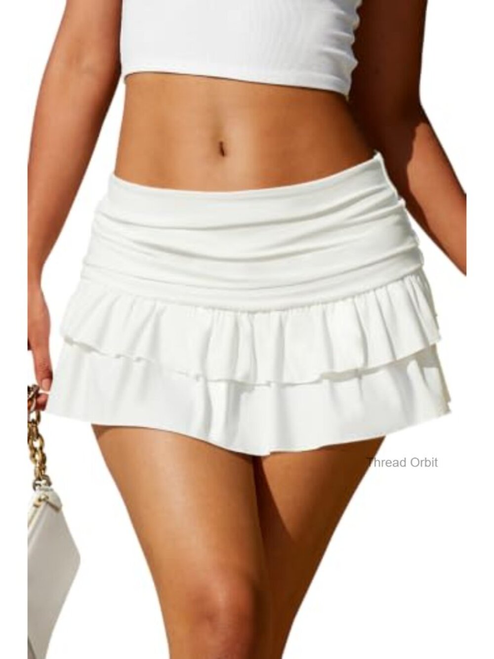 Ruffle Tiered Mini Skort with Built-in Shorts Y2K Low Rise Stretchy